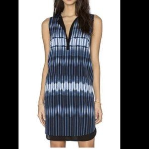 VINCE. Tie-Dye Layered Silk Dress Navy Blue, White Lt. Blue Lined sz small